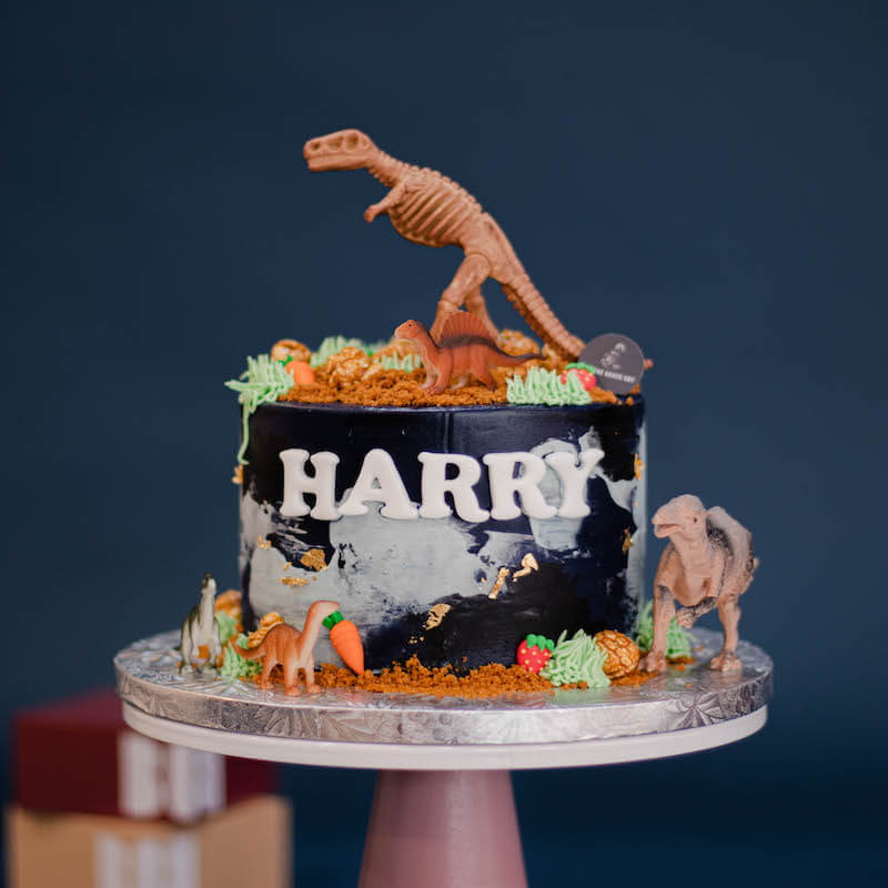 Dinosaur Cake in Cool Blue Abstract